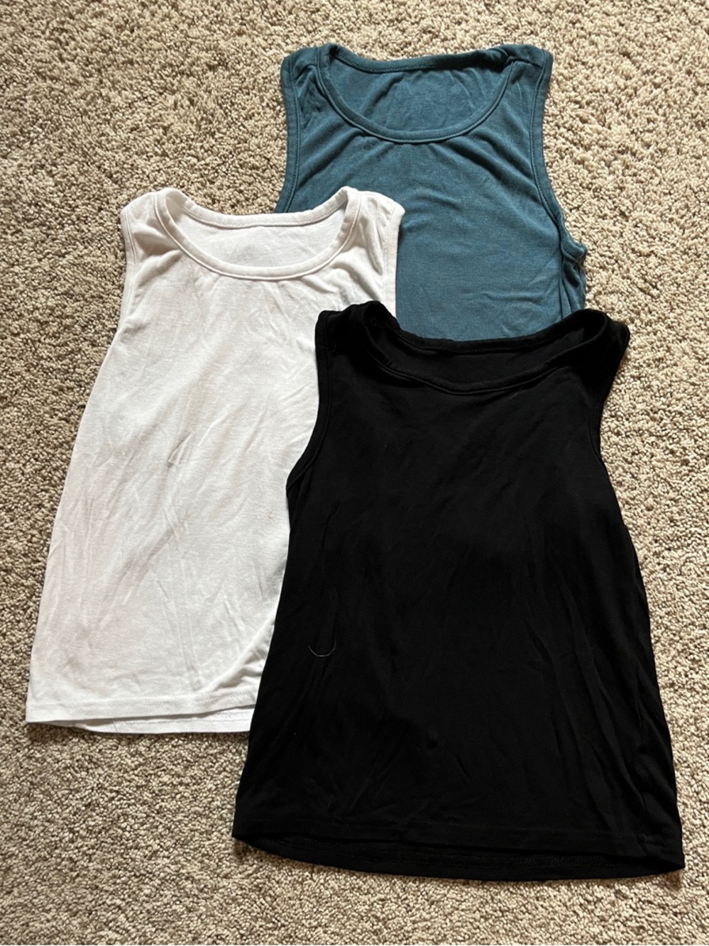 Cooraby Girls Tank Tops - Black, White & Blue